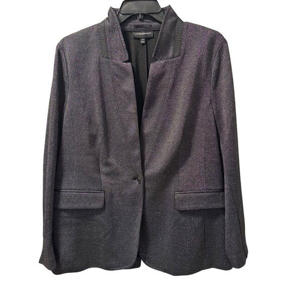 Lane Bryant Womens Black Shimmer Blazer Size 22 Polyester Blend Elegant Jacket - Picture 1 of 12